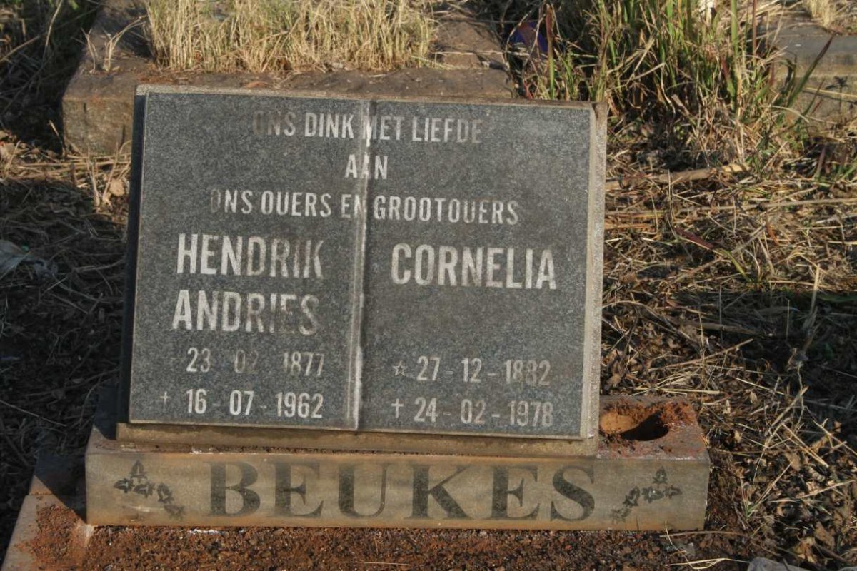 BEUKES Hendrik Andries 1877-1962 & Cornelia 1882-1978