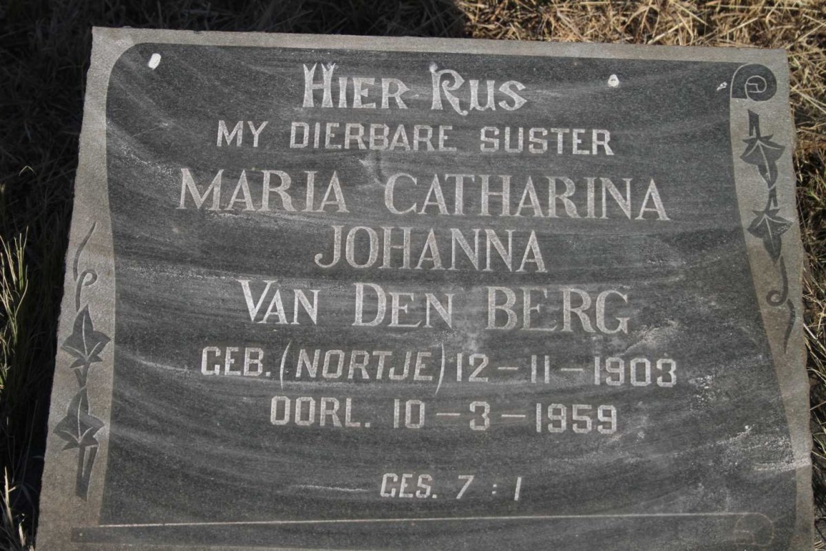 BERG Maria Catharina Johanna, van den nee NORTJE 1903-1959