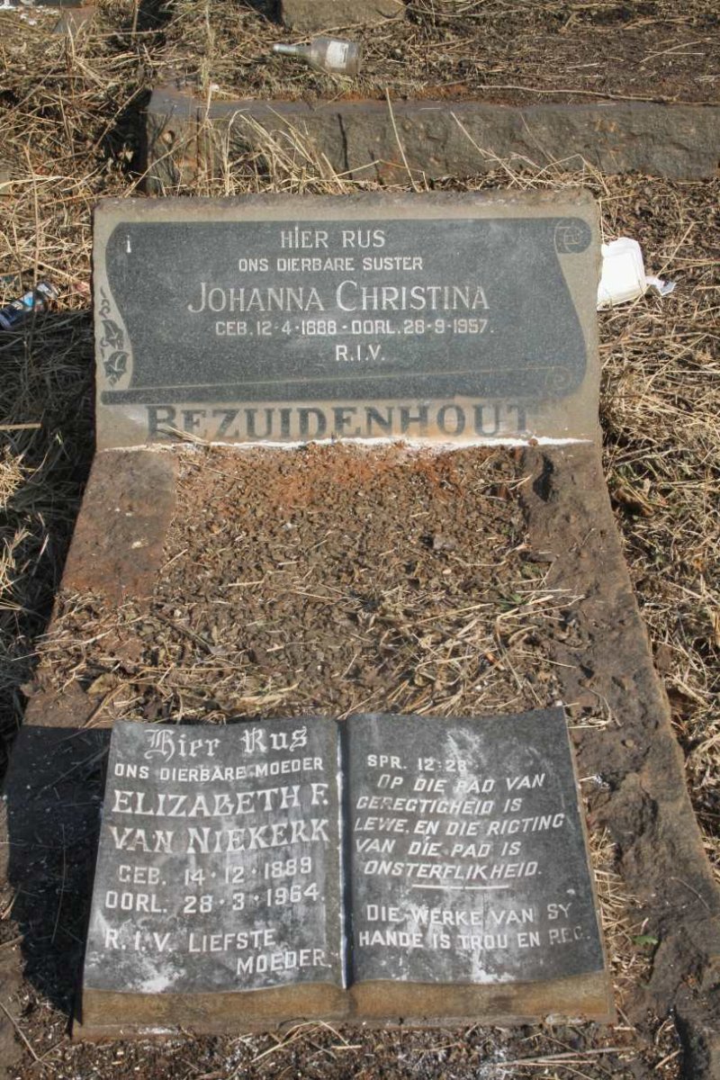 BEZUIDENHOUT Johanna Christina 1888-1957 :: VAN NIEKERK Elizabeth F. 1889-1964