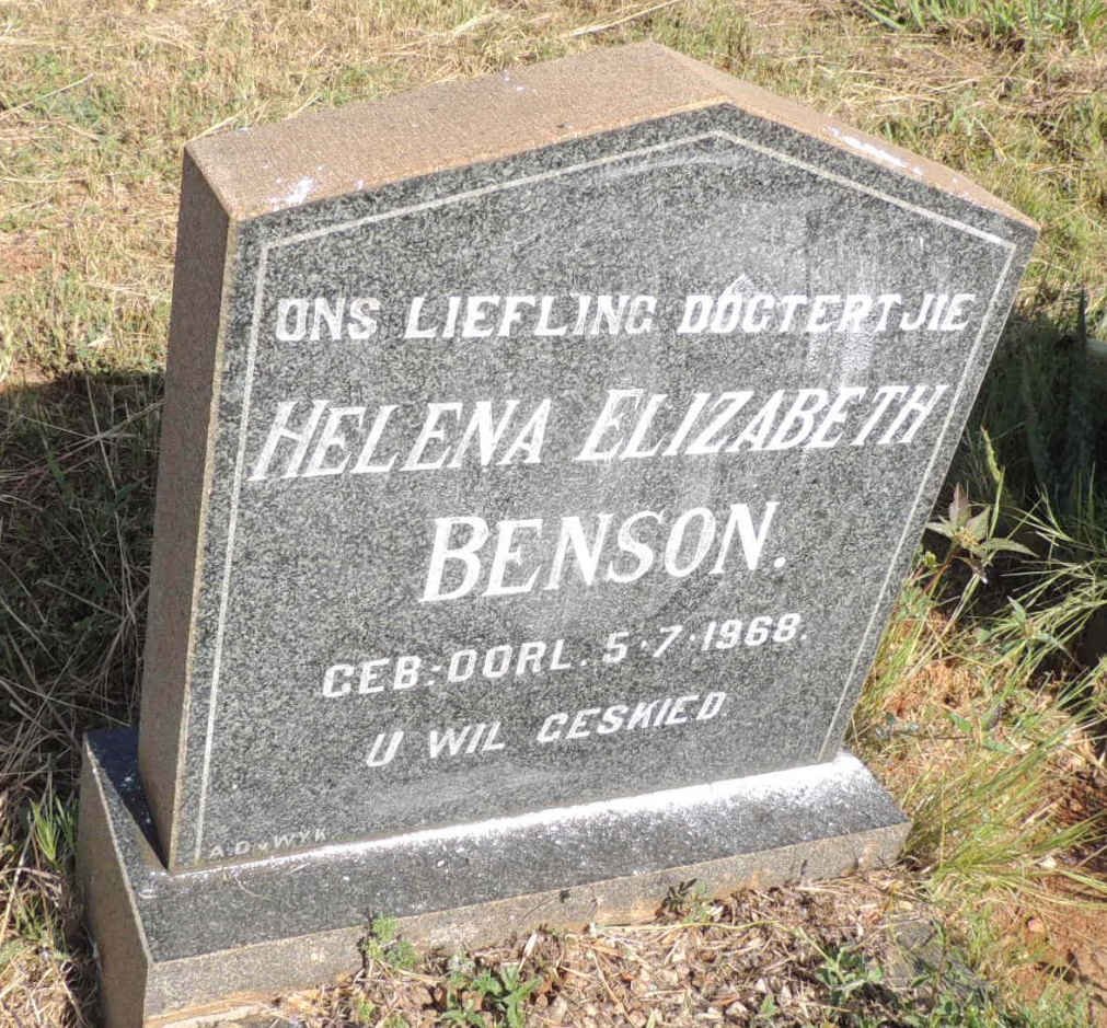 BENSON Helena Elizabeth 1968-1968