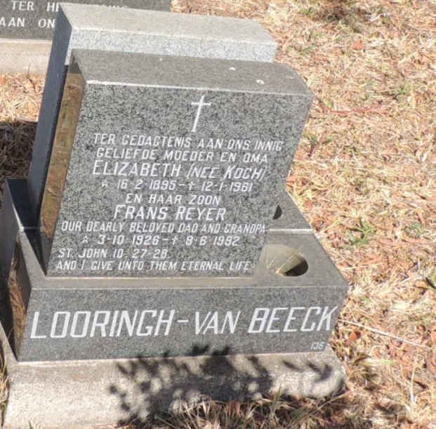BEECK Elizabeth, van LOORINGH nee KOCH 1895-1961 :: LOORINGH VAN BEECK Frans Reyer 1926-1992 
