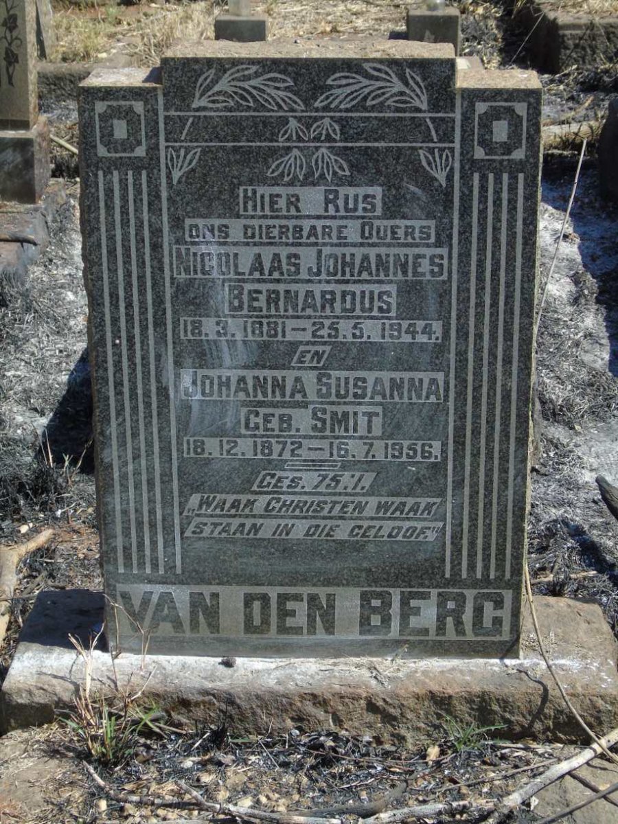 BERG Nicolaas Johannes Bernardus, van den 1881-1944 & Johanna Susanna SMIT 1872-1956
