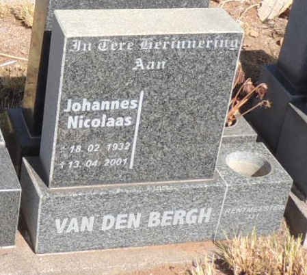 BERGH Johannes Nicolaas, van den 1932-2001