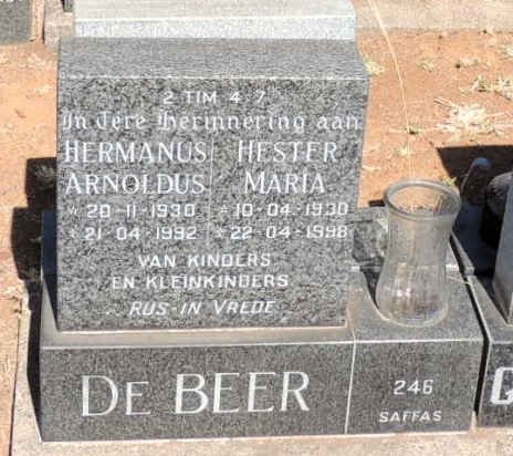 BEER Hermanus Arnoldus, de 1930-1992 & Hester Maria 1930-1998