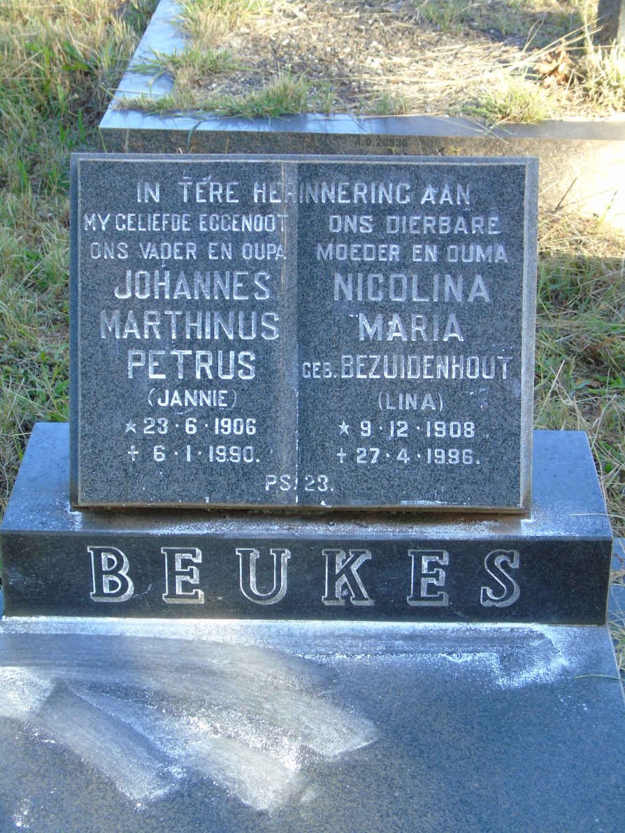 BEUKES Johannes Marthinus Petrus 1906-1990 &amp; Nicolina Maria BEZUIDENHOUT 1908-1996
