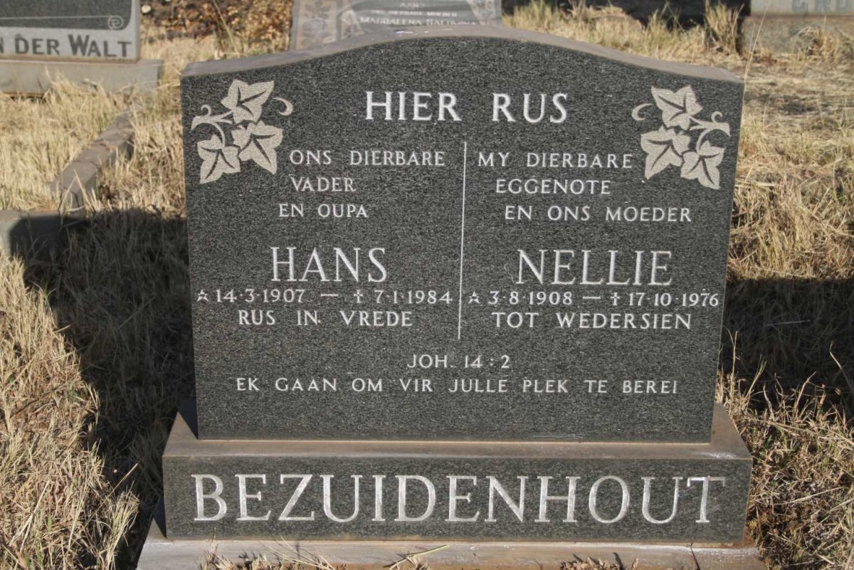 BEZUIDENHOUT Hans 1907-1984 & Nellie 1908-1976