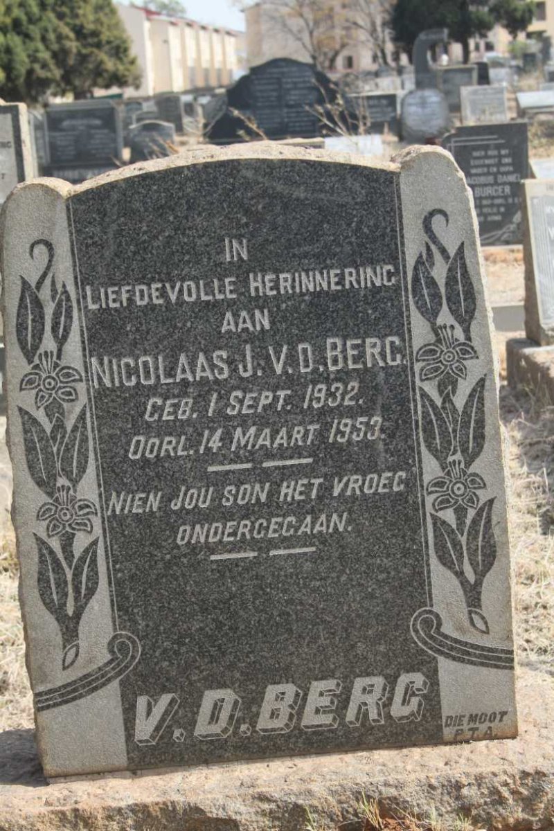 BERG Nicolaas J., v.d. 1932-1953