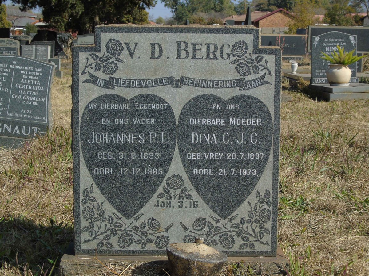 BERG Johannes P.L., v.d. 1893-1965 &amp; Dina C.J.C. VREY 1897-1973