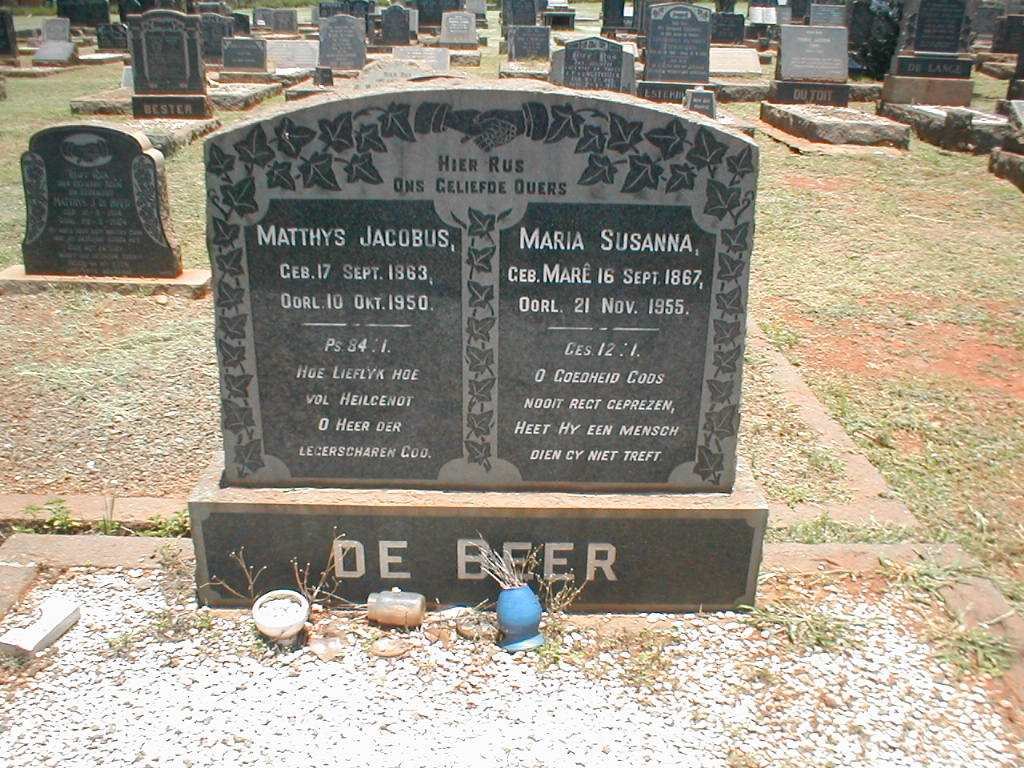 BEER Matthys Jacobus, de 1863-1950 &amp; Maria Susanna MARE 1867-1955
