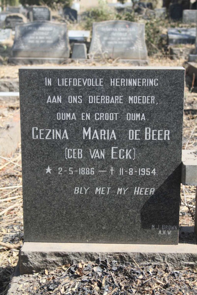 BEER Gezina Maria, de nee VAN ECK 1886-1954