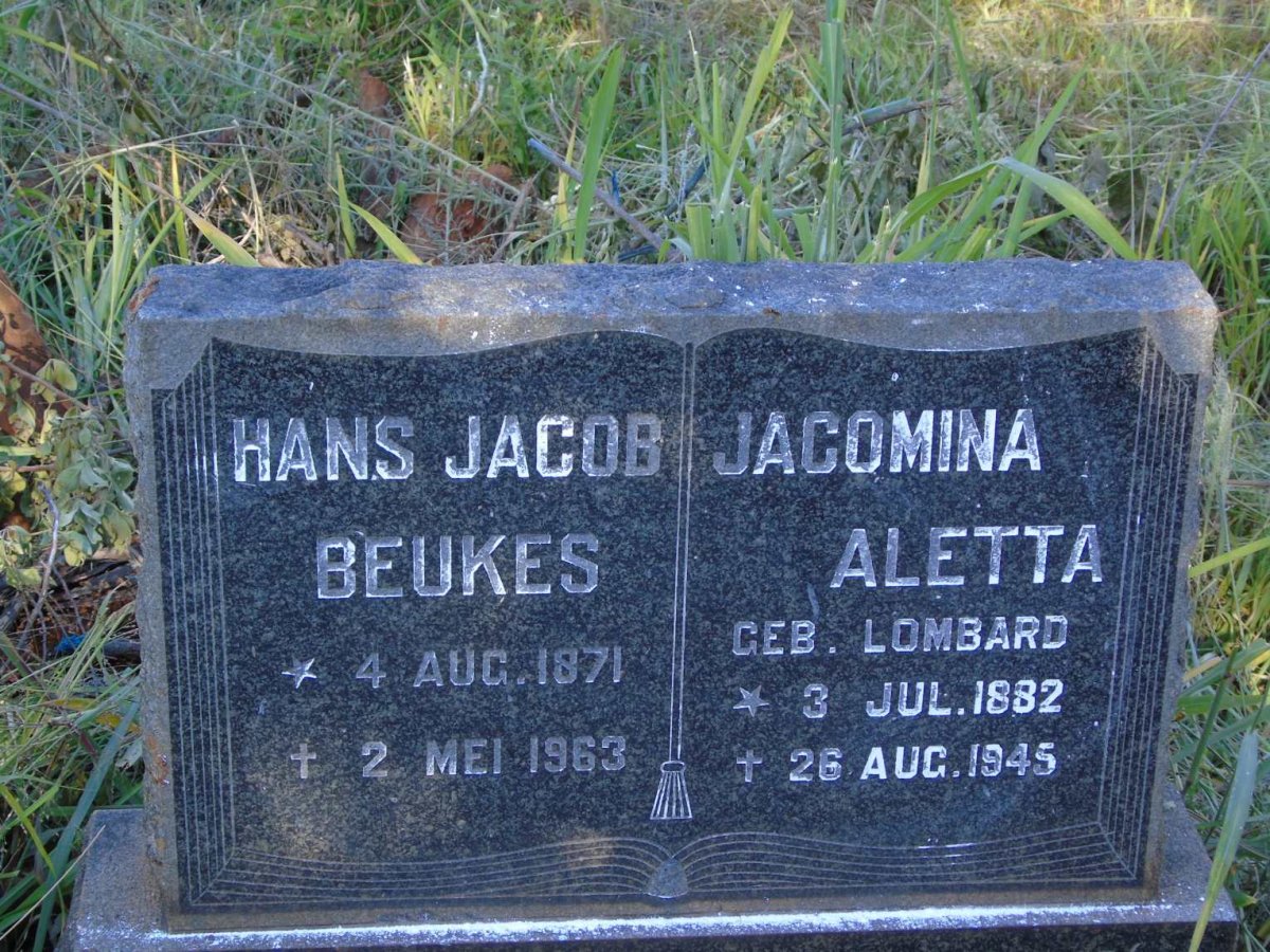 BEUKES Hans Jacob 1871-1963 & Jacomina Aletta LOMBARD 1882-1945