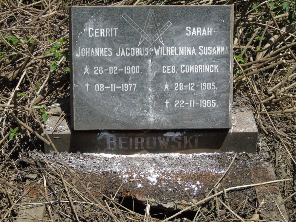 BEIROWSKI Gerrit Johannes Jacobus 1900-1977 & Sarah Wilhelmina Susanna COMBRINCK 1905-1985