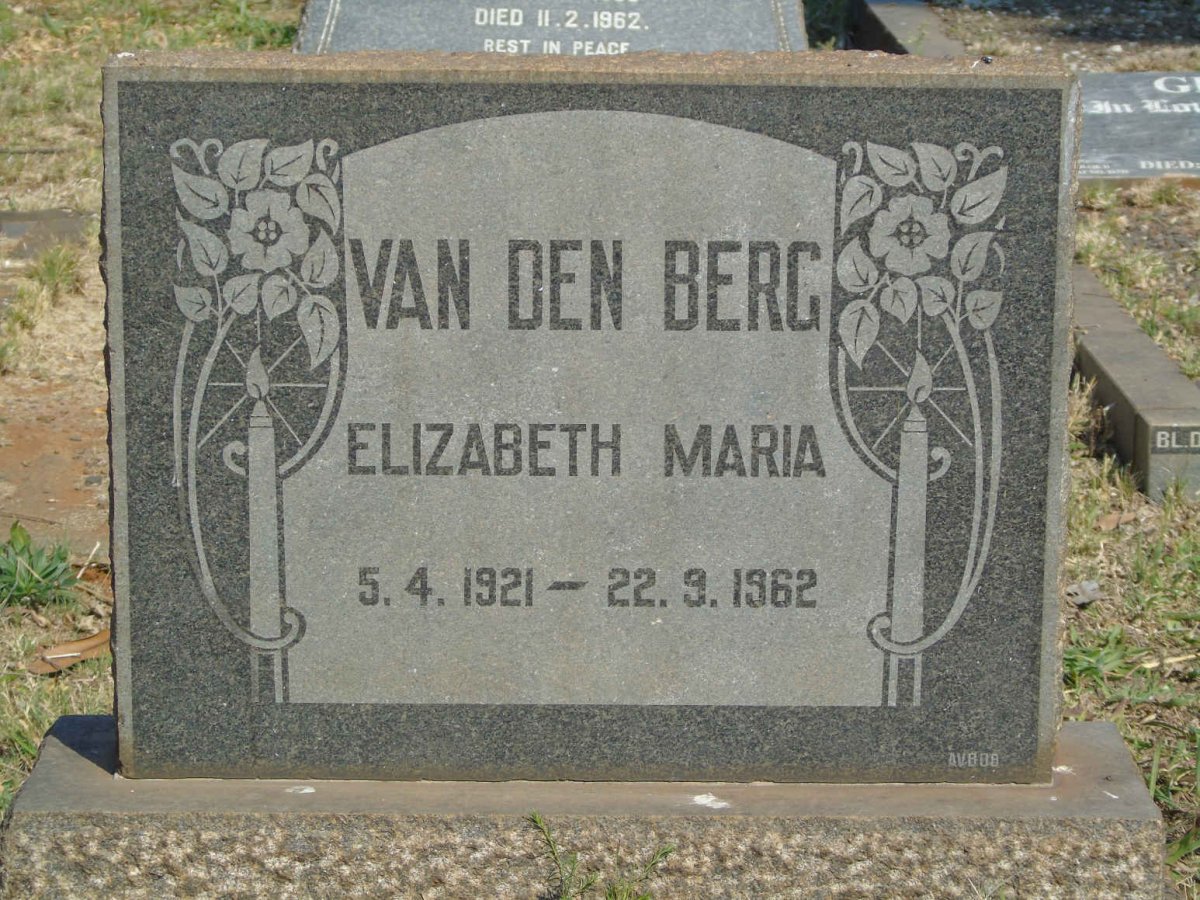 BERG Elizabeth Maria, van den 1921-1962