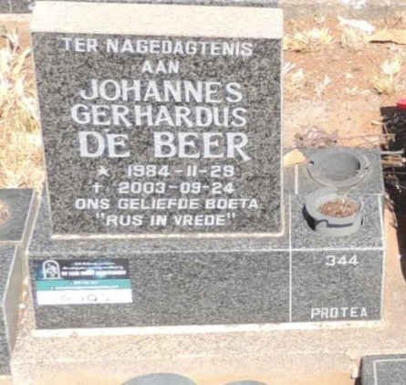 BEER Johannes Gerhardus, de 1984-2003