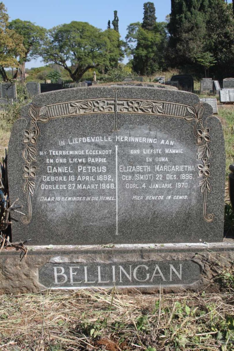 BELLINGAN Daniel Petrus 1892-1946 & Elizabeth Margarietha SMIDT 1896-1970