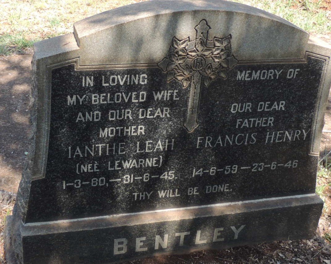 BENTLEY Francis Henry 1859-1946 & Ianthe Leah LEWARNE 1880-1945