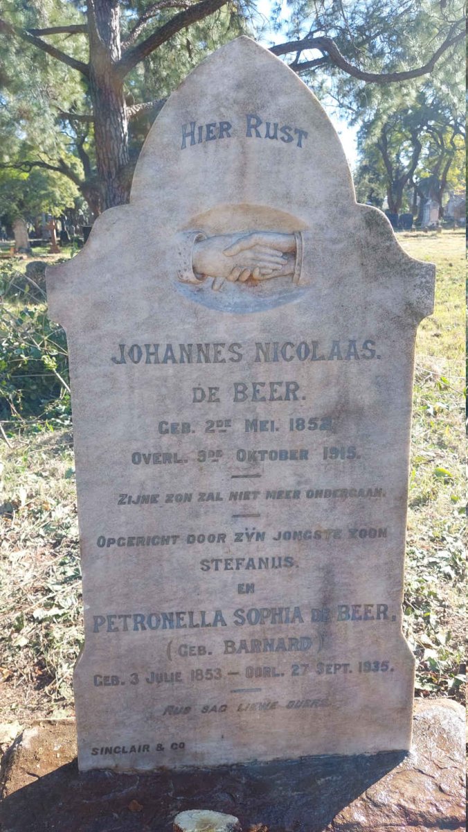 BEER Johannes Nicolaas, de 1852-1915 &amp; Petronella Sophia BARNARD 1853-1935