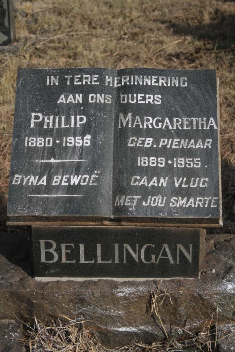 BELLINGAN Philip 1880-1956 & Margaretha PIENAAR 1889-1955