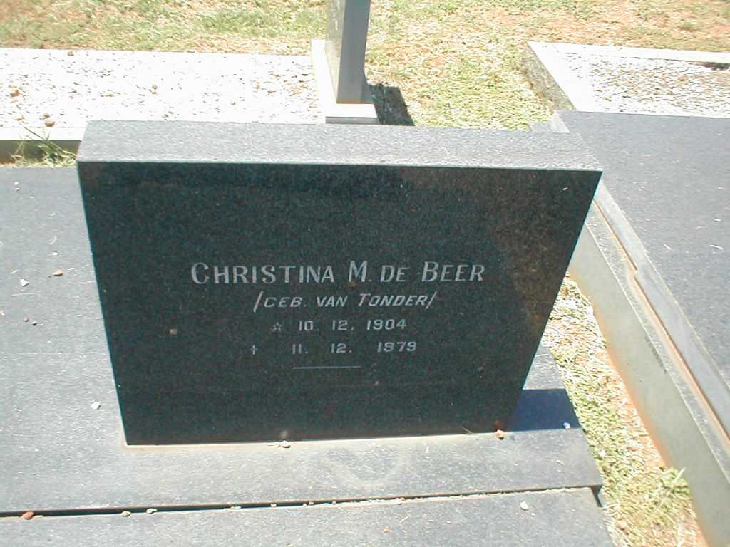 BEER Christina M., de geb. VAN TONDER 1904-1979