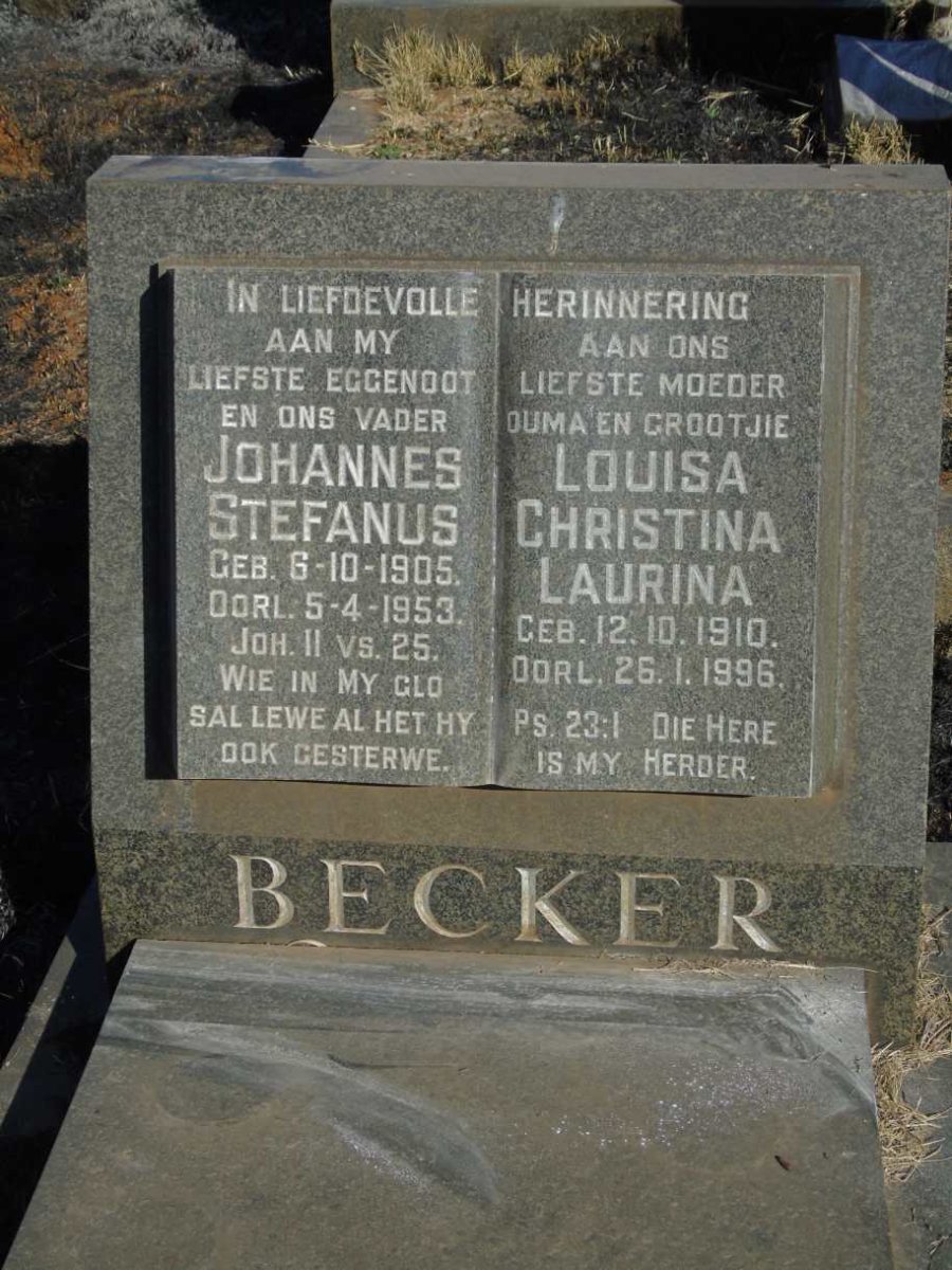 BECKER Johannes Stefanus 1905-1953 & Louisa Christina Laurina 1910-1996