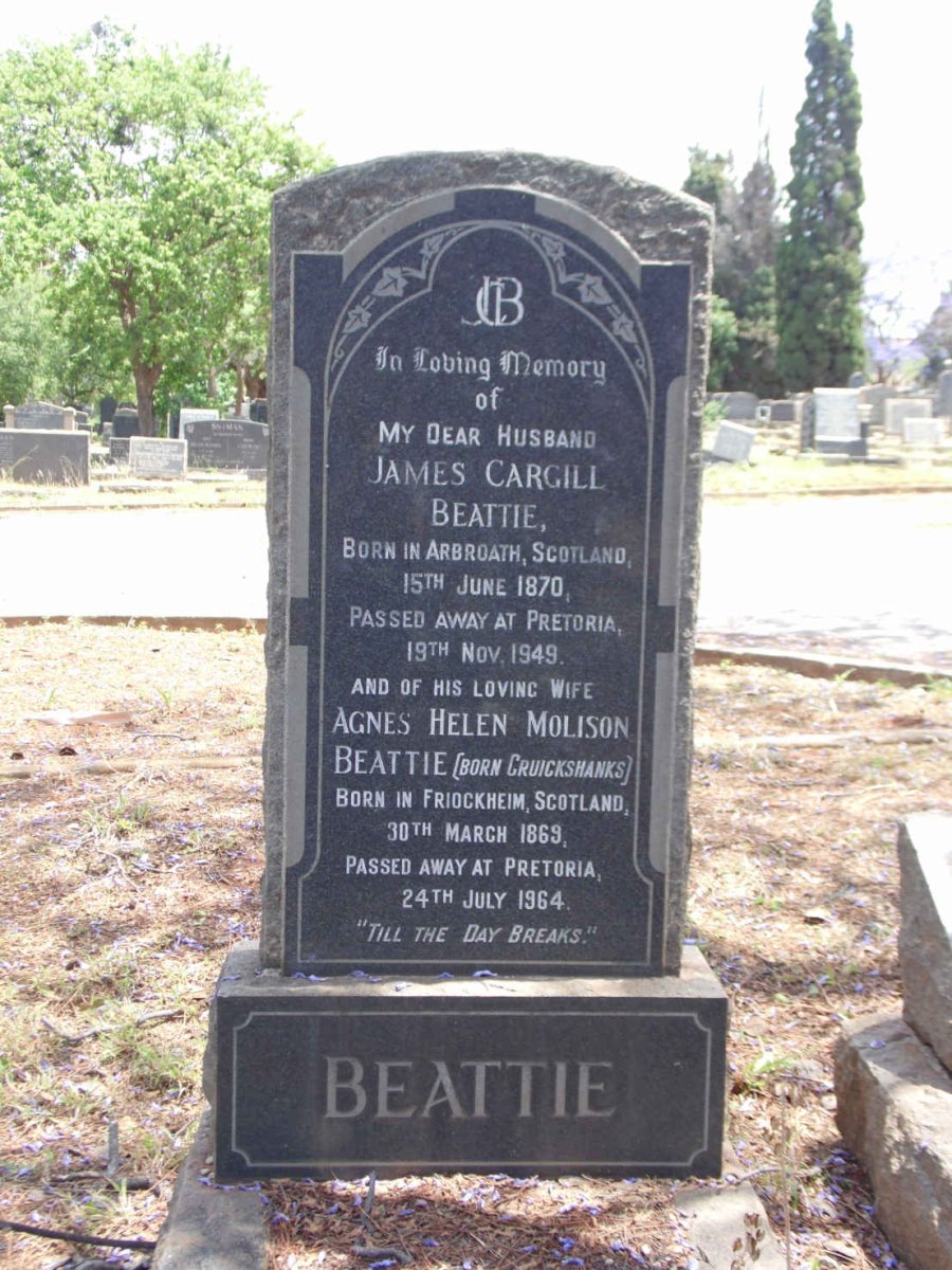 BEATTIE James Cargill 1870-1949 &amp; Agnes Helen Molison CRUICKSHANKS 1869-1964
