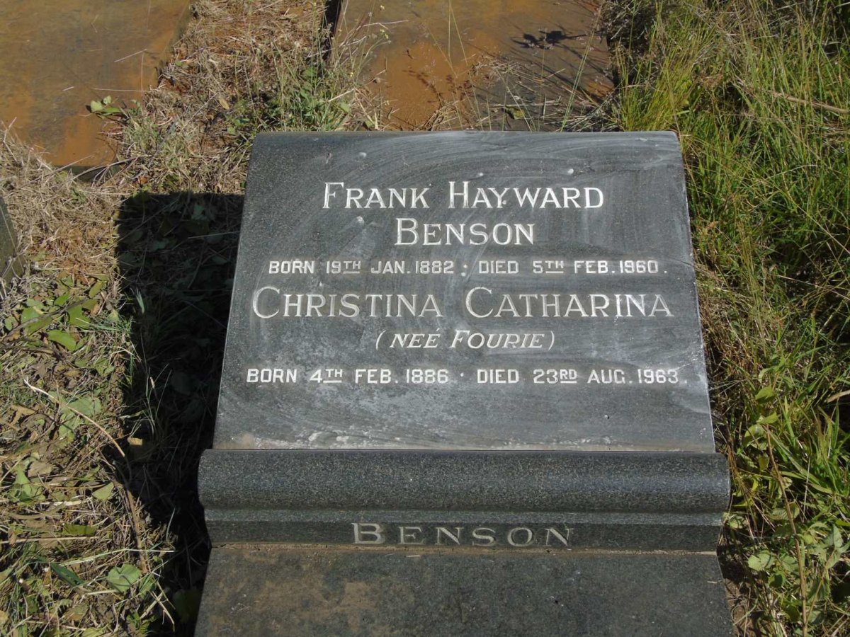 BENSON Frank Hayward 1882-1960 & Christina Catharina FOURIE 1886-1963