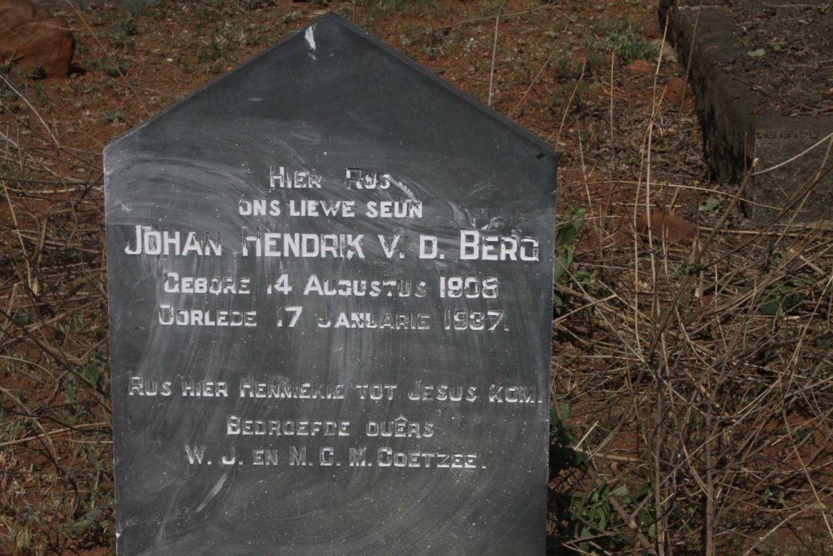 BERG Johan Hendrik, v.d. 1908-1937