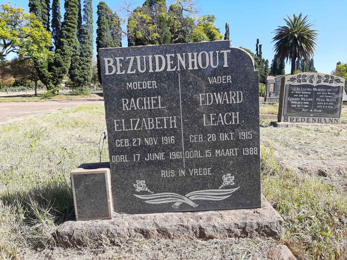BEZUIDENHOUT Edward Leach 1915-1988 &amp; Rachel Elizabeth 1916-1961