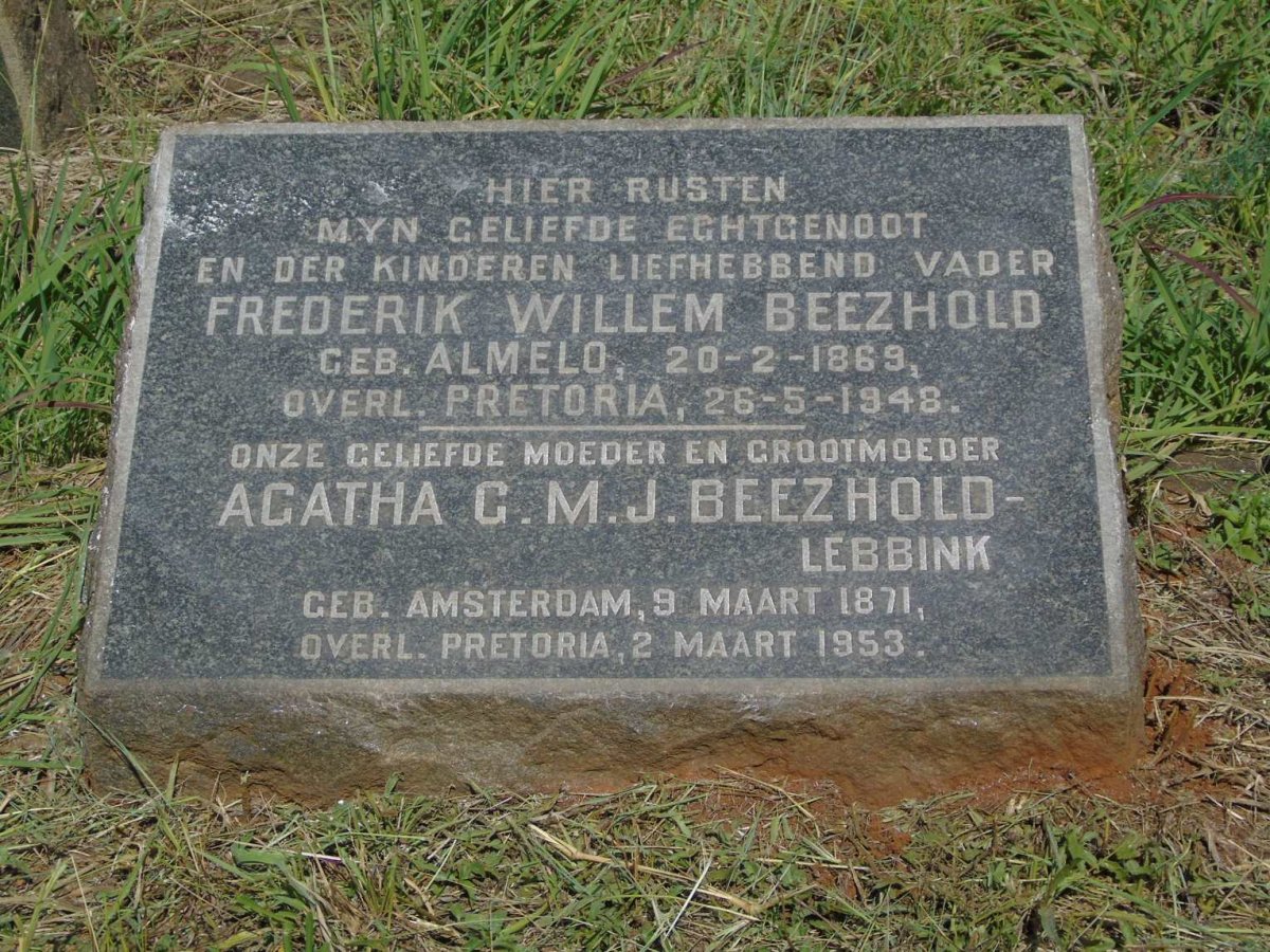 BEEZHOLD Frederik Willem 1869-1948 & Agatha G.M.J. LEBBINK 1871-1953