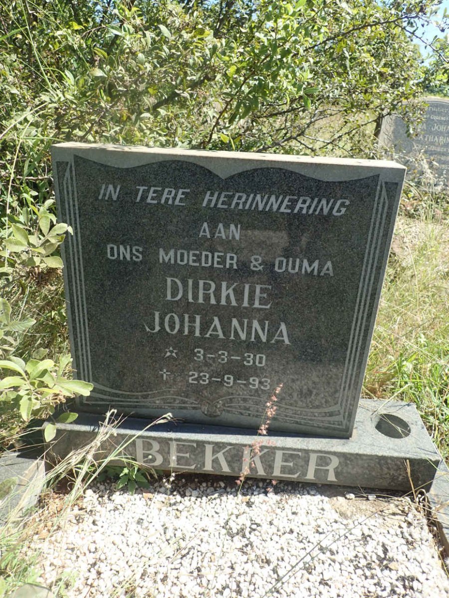 BEKKER Dirkie Johanna 1930-1993