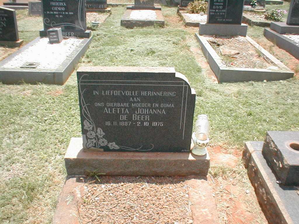 BEER Aletta Johanna, de 1887-1975