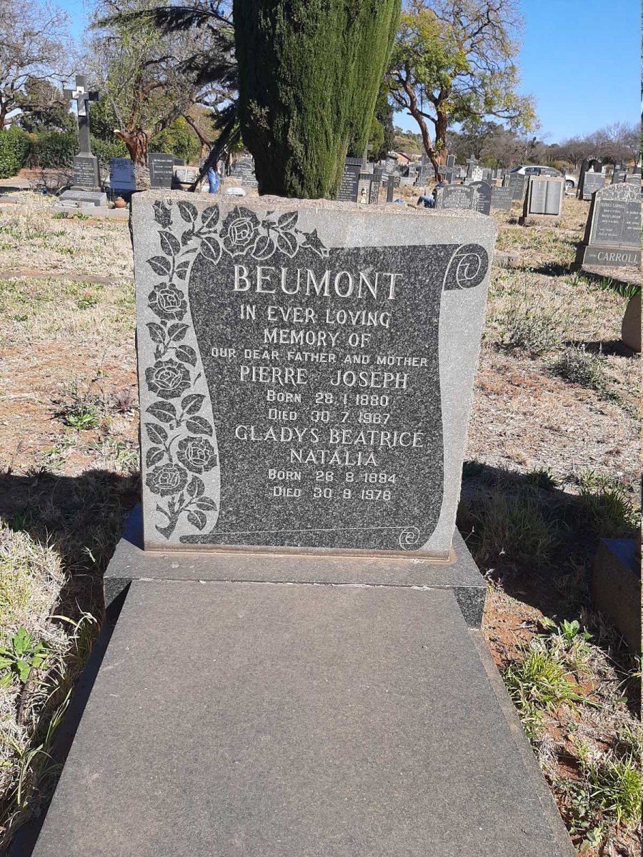 BEUMONT Pierre Joseph 1880-1967 &amp; Gladys Beatrice Natalia 1894-1976