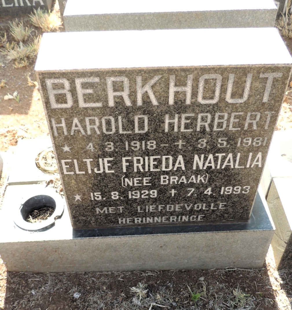 BERKHOUT Harold Herbert 1918-1981 & Eltje Frieda Natalia BRAAK 1929-1993