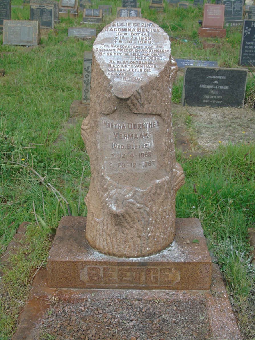 BEETGE Elsje Gezina Jacomina nee BOTHA 1859-1948 :: VERMAAK Martha Dorethea nee BEETGE 1899-1967