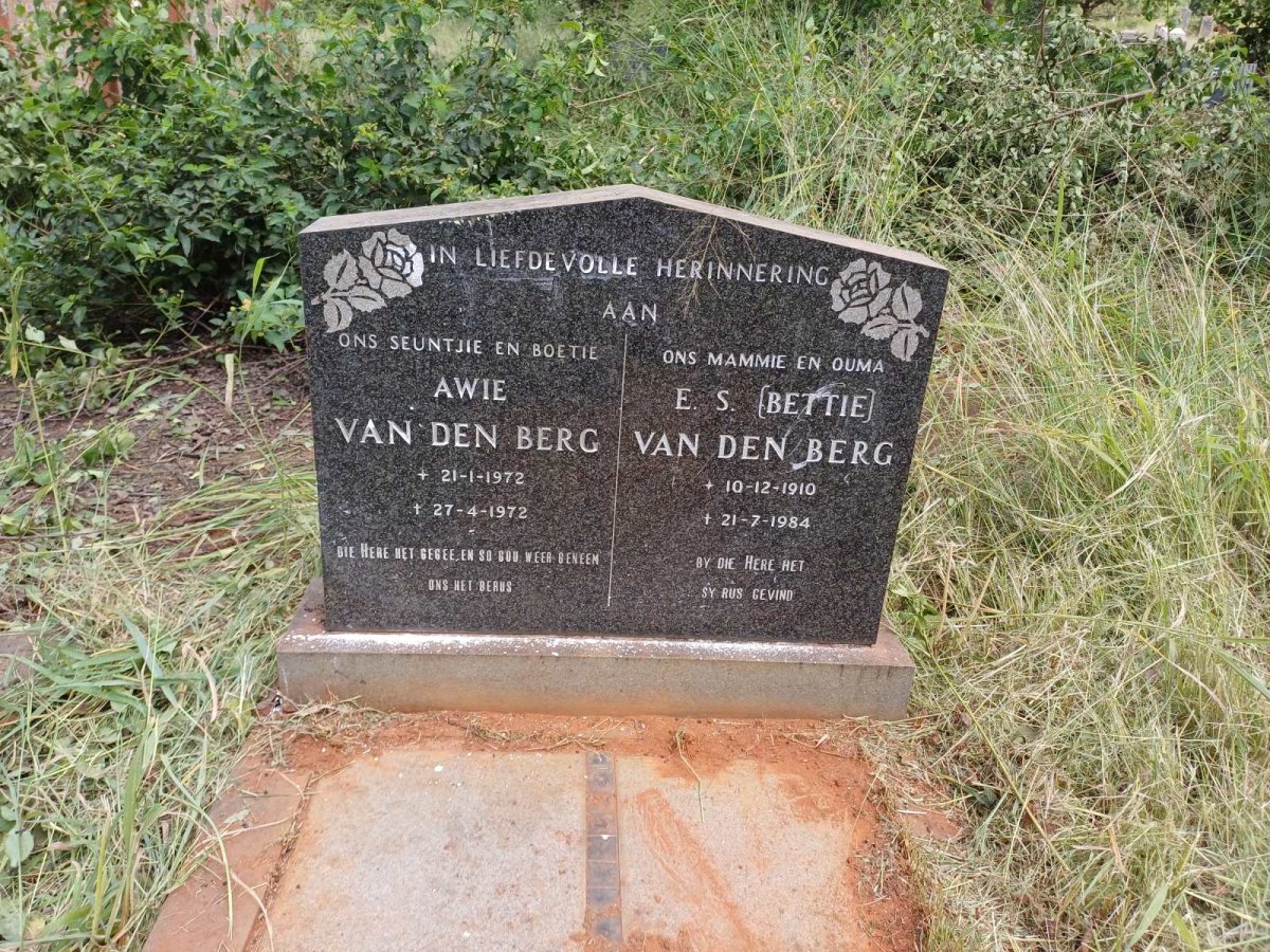 BERG E.S., van den 1910-1984 :: BERG Awie, van den 1972-1972