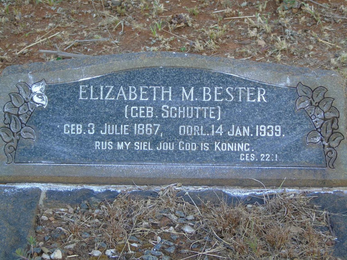 BESTER Elizabeth M. nee SCHUTTE 1867-1939