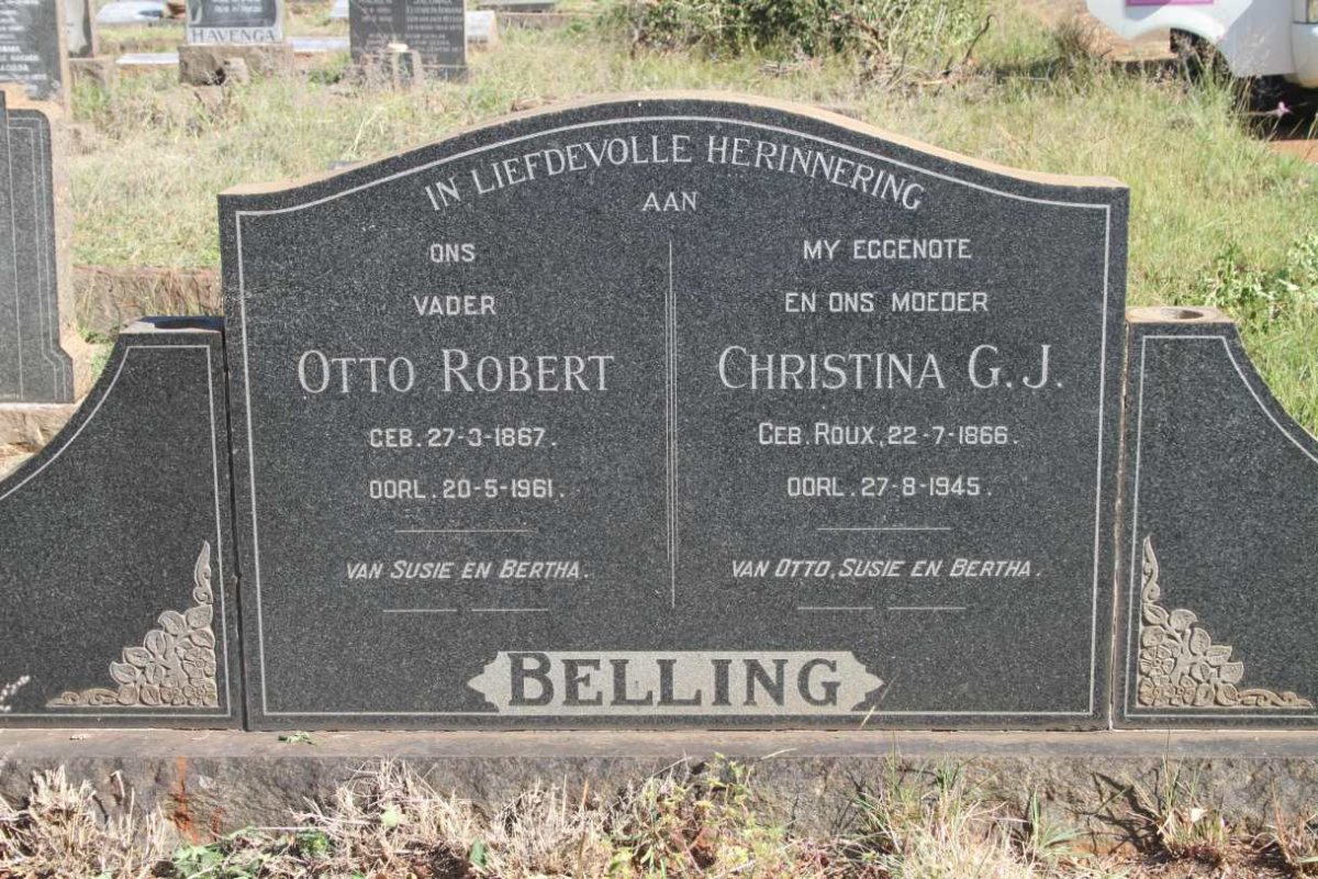 BELLING Otto Robert 1867-1961 & Christina G.J. ROUX 1866-1945