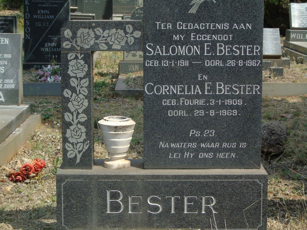 BESTER Salomon E. 1911-1967 &amp; Cornelia E. FOURIE 1909-1969