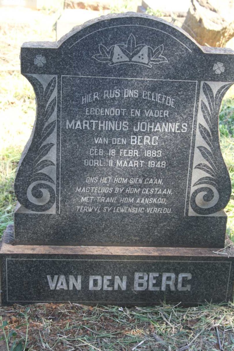 BERG Marthinus Johannes, van den 1883-1948
