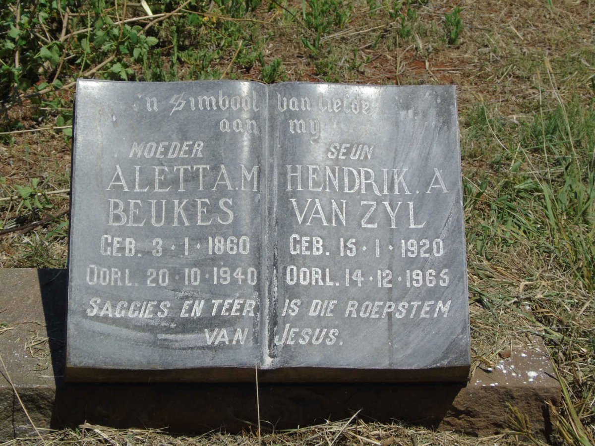 BEUKES Aletta M. 1860-1940 :: VAN ZYL Hendrik A. 1920-1965