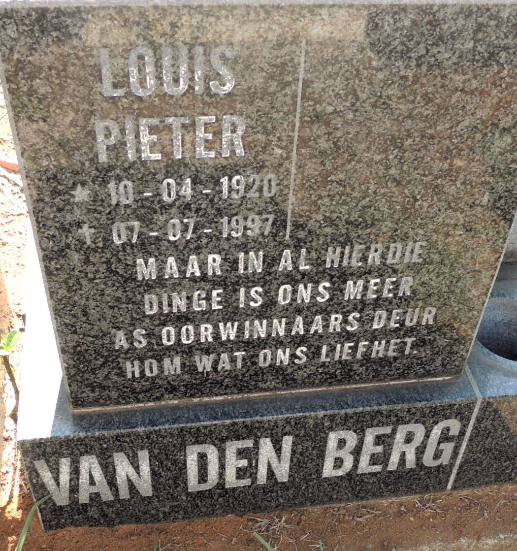 BERG Louis Pieter, van den 1920-1997