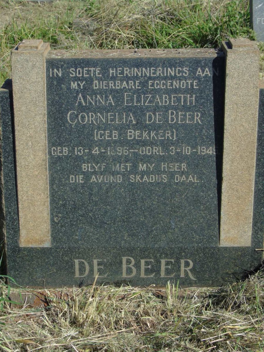 BEER Anna Elizabeth Cornelia, de nee BEKKER 1896-1945