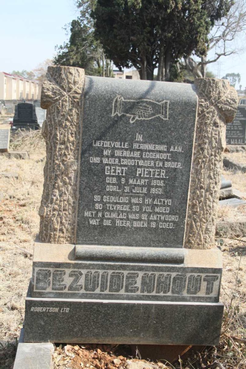 BEZUIDENHOUT Gert Pieter 1905-1953