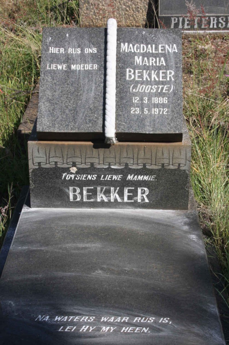 BEKKER Magdalena Maria nee JOOSTE 1886-1972
