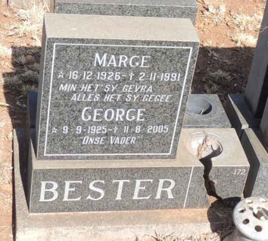 BESTER George 1925-2005 & Marge 1926-1991
