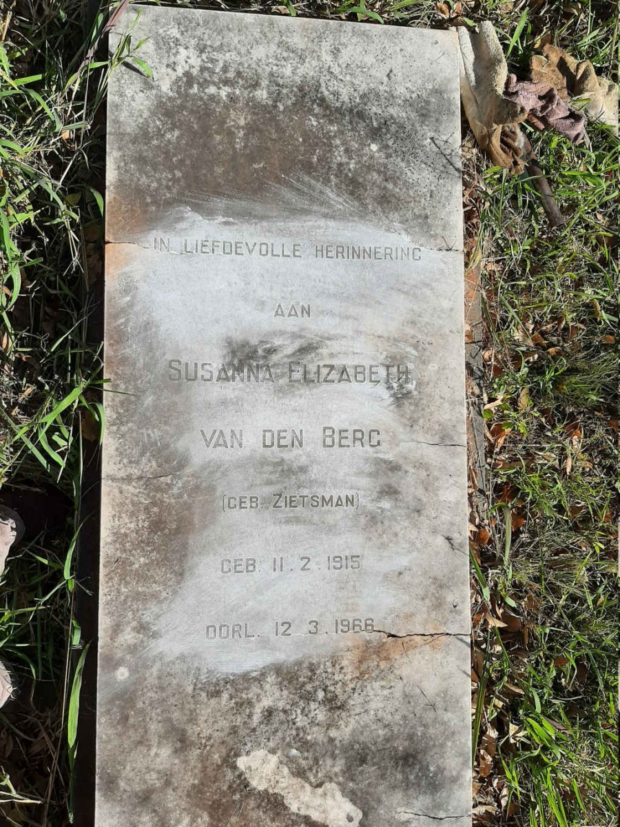 BERG Susanna Elizabeth, van den nee ZIETSMAN 1915-1966