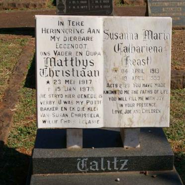 CALITZ Matthys Christiaan 1917-1973 &amp; Susanna Maria Cathariena KEAST 1913-1999