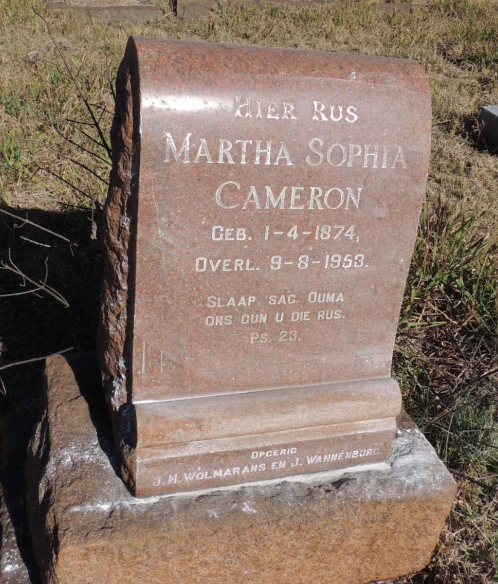 CAMERON Martha Sophia 1874-1953