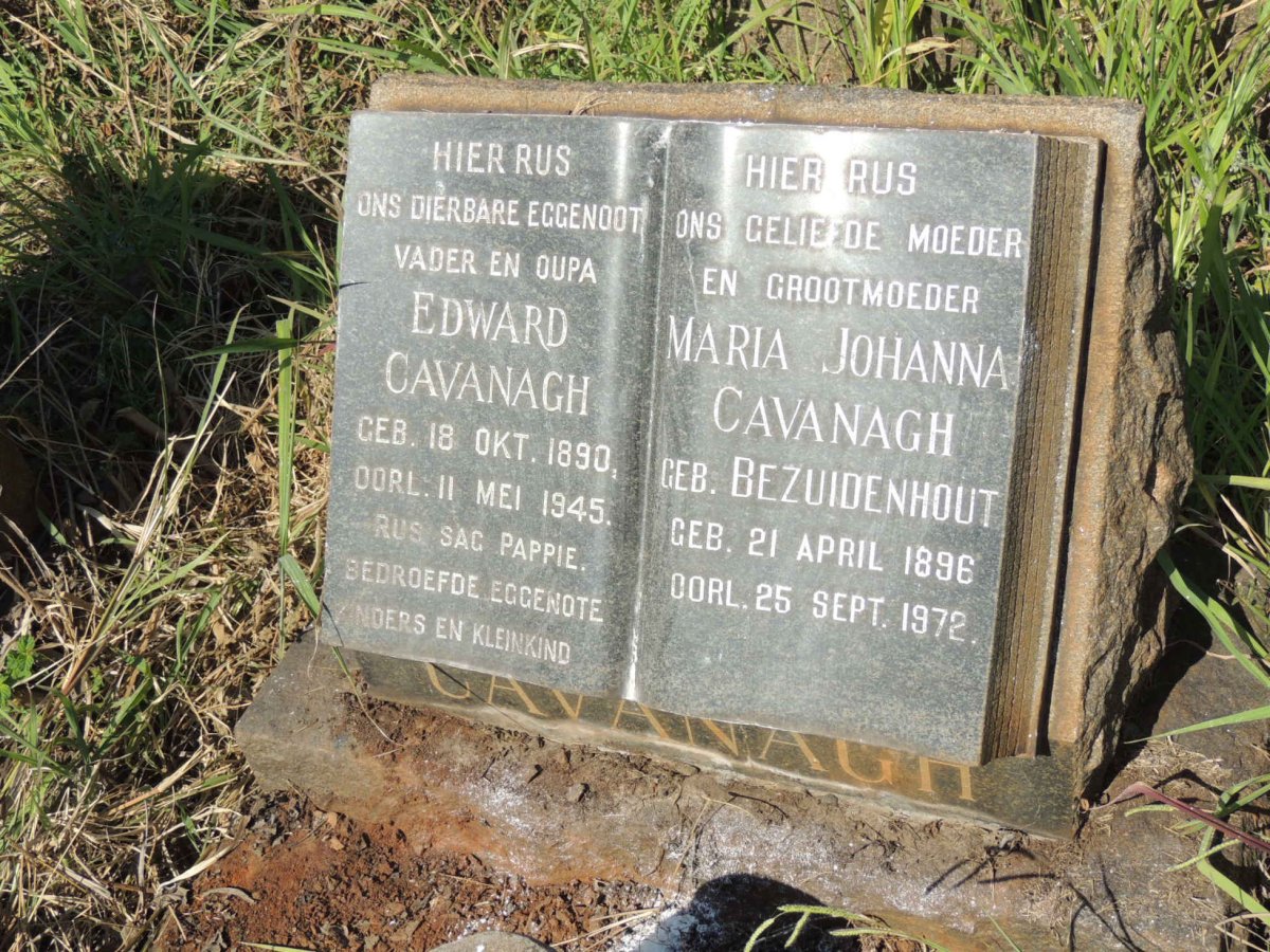 CAVANAGH Edward 1890-1945 &amp; Maria Johanna BEZUIDENHOUT 1896-1972