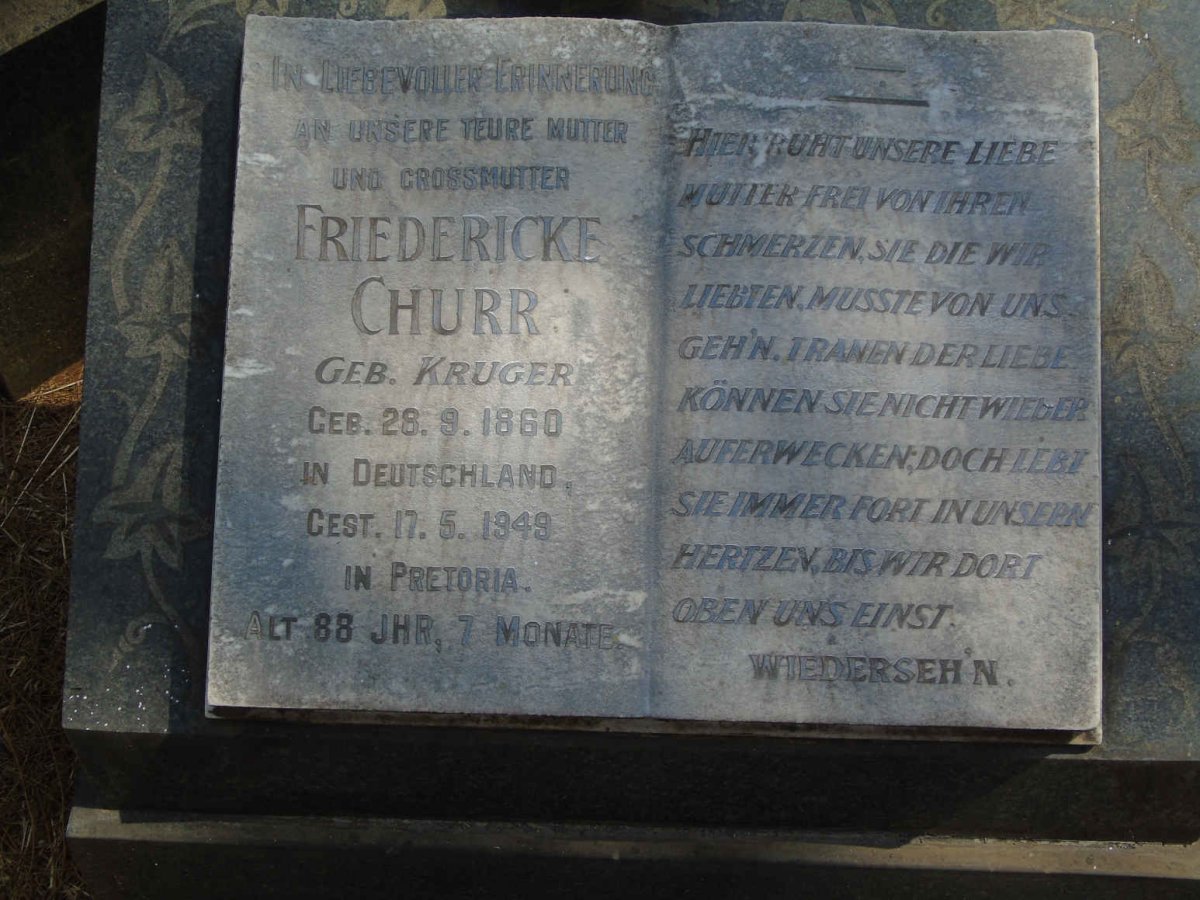 CHURR Friedericke nee KRUGER 1860-1949
